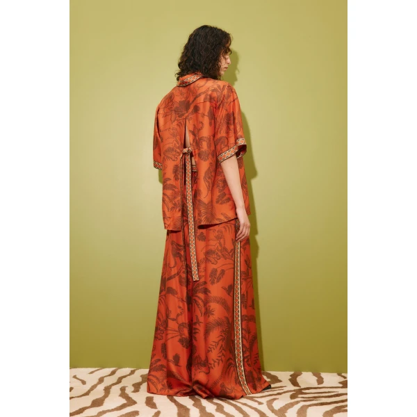 Alemais Monkey Dance Silk Shirt  Sustainable Tops with Alemais print - Coveti Australian Designer