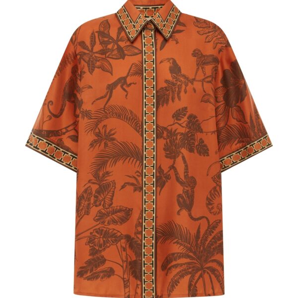 Alemais Monkey Dance Silk Shirt  Sustainable Tops with Alemais print - Coveti Australian Designer