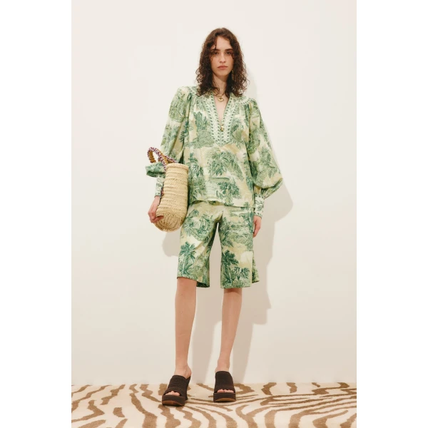 Alemais Sara Blouse  Sustainable Tops with Alemais print - Coveti Australian Designer