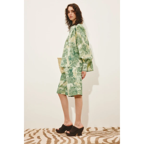 Alemais Sara Blouse  Sustainable Tops with Alemais print - Coveti Australian Designer