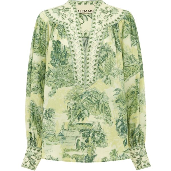 Alemais Sara Blouse  Sustainable Tops with Alemais print - Coveti Australian Designer