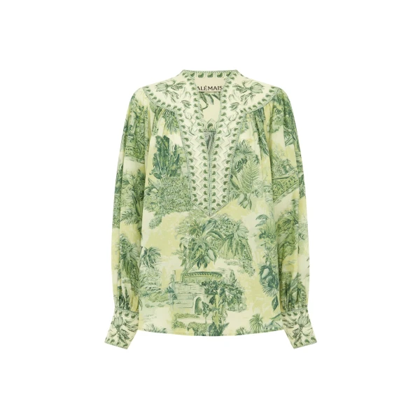 Alemais Sara Blouse  Sustainable Tops with Alemais print - Coveti Australian Designer