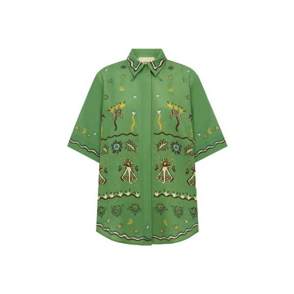 Alemais Sun Dancer Shirt  Sustainable Tops with Alemais print - Coveti Australian Designer