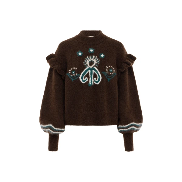 Alemais Sun Dancer Sweater  Sustainable Knitwear with Alemais print - Coveti Australian Designer