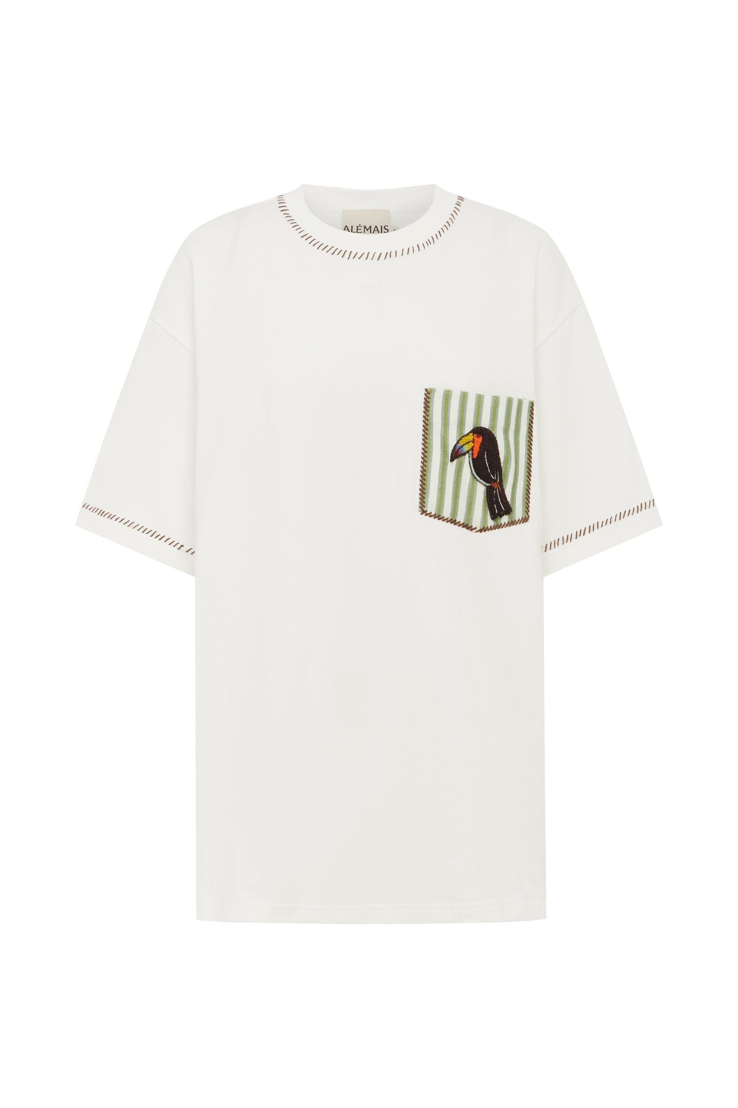 Alemais Toucan Tango Embroidered Pocket Tee Top