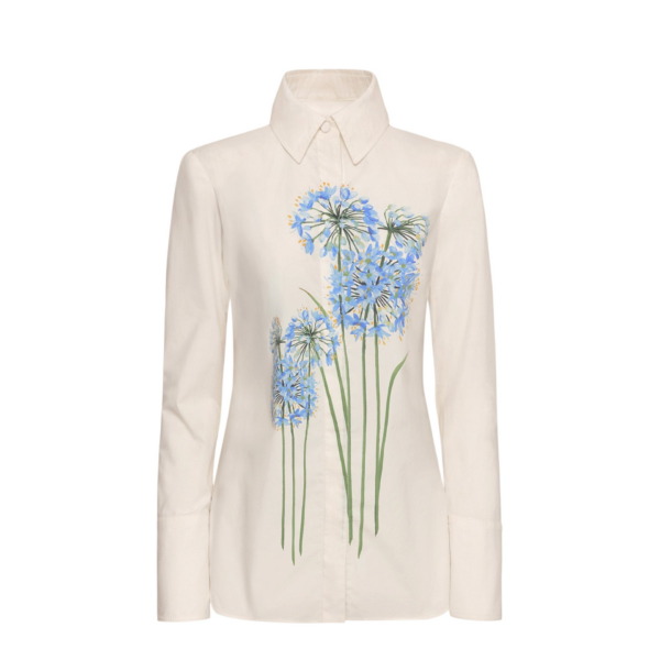 Oscar de la Renta Allium Cotton Poplin Blouse - Oscar de la Renta Tops - American Couture - Shop at Coveti