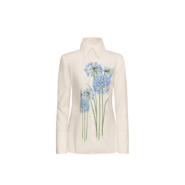 Oscar de la Renta Allium Cotton Poplin Blouse - Oscar de la Renta Tops - American Couture - Shop at Coveti