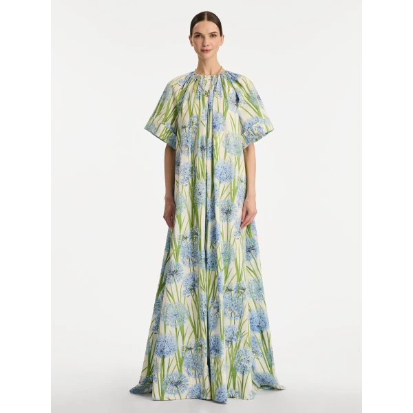 Oscar de la Renta Allium Cotton Poplin Caftan - Oscar de la Renta Dresses - American Couture - Shop at Coveti