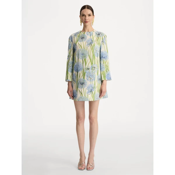 Oscar de la Renta Allium Cotton Poplin Long Sleeve Shift Dress - Oscar de la Renta Dresses - American Couture - Shop at Coveti
