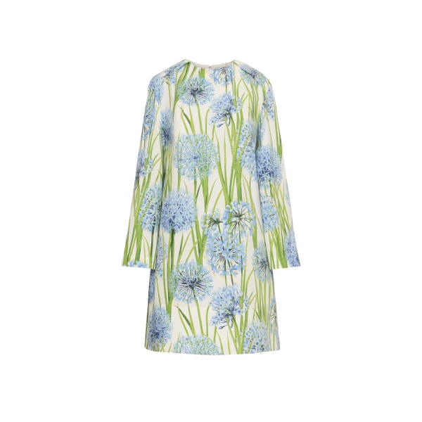 Oscar de la Renta Allium Cotton Poplin Long Sleeve Shift Dress - Oscar de la Renta Dresses - American Couture - Shop at Coveti