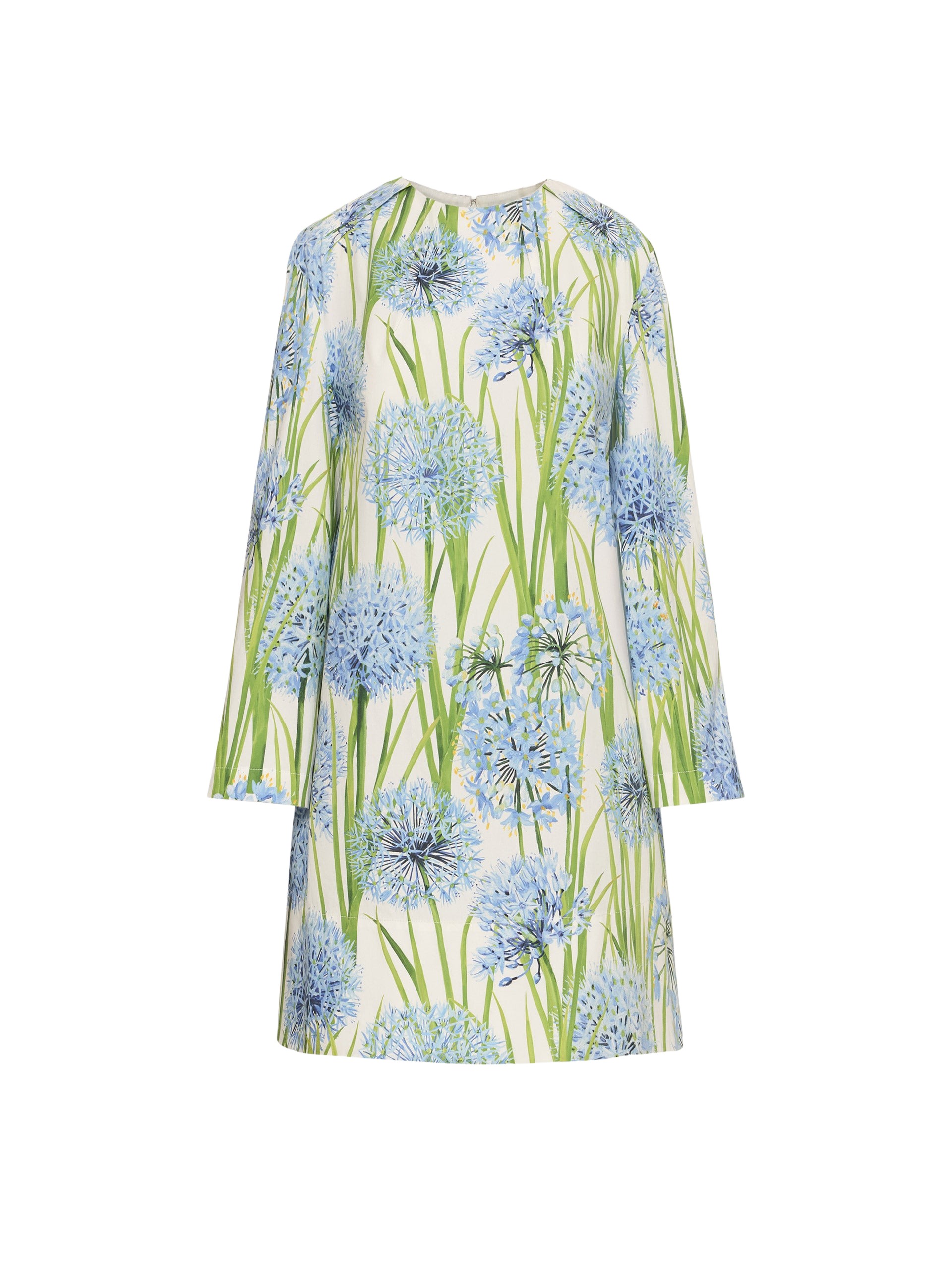 Oscar de la Renta Allium Cotton Poplin Long Sleeve Shift Dress