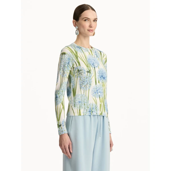 Oscar de la Renta Allium Printed Cardigan - Oscar de la Renta Knitwear - American Couture - Shop at Coveti