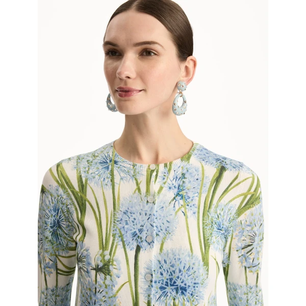 Oscar de la Renta Allium Printed Cardigan - Oscar de la Renta Knitwear - American Couture - Shop at Coveti