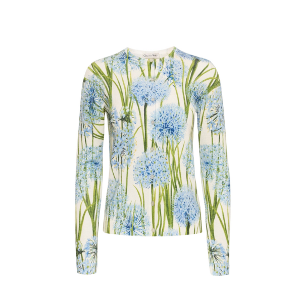 Oscar de la Renta Allium Printed Cardigan - Oscar de la Renta Knitwear - American Couture - Shop at Coveti