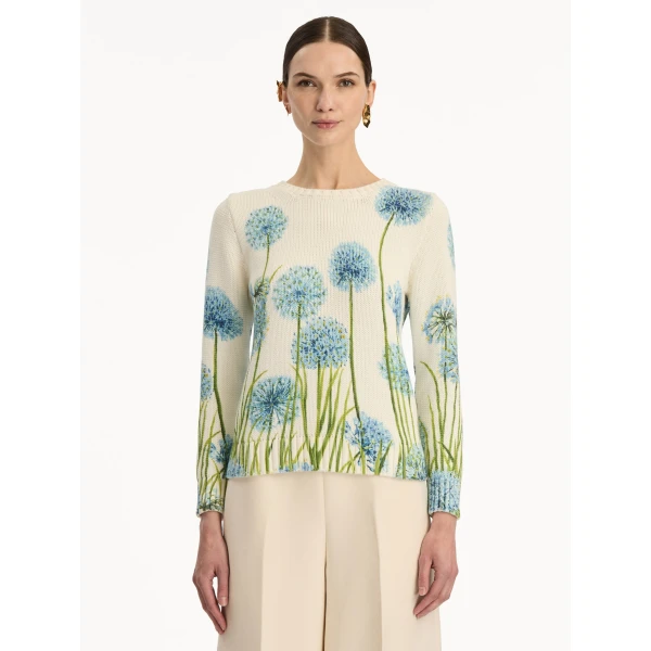 Oscar de la Renta Allium Printed Pullover - Oscar de la Renta Knitwear - American Couture - Shop at Coveti