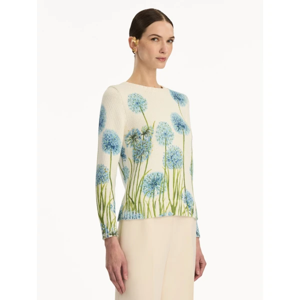 Oscar de la Renta Allium Printed Pullover - Oscar de la Renta Knitwear - American Couture - Shop at Coveti
