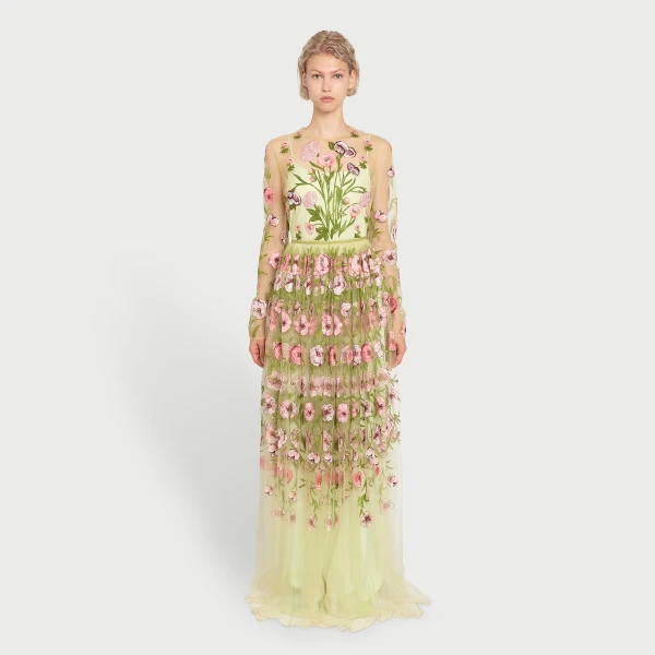 Giambattista Valli Anemones Embroidered Long Tulle Dress - Giambattista Valli Dresses - Romantic Couture - Shop at Coveti