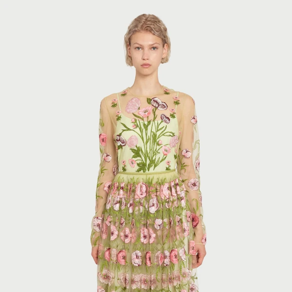 Giambattista Valli Anemones Embroidered Long Tulle Dress - Giambattista Valli Dresses - Romantic Couture - Shop at Coveti