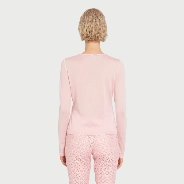 Giambattista Valli Anemones Embroidered Pink Cashmere Top - Giambattista Valli Tops - Romantic Couture - Shop at Coveti