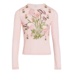Giambattista Valli Anemones Embroidered Pink Cashmere Top - Giambattista Valli Tops - Romantic Couture - Shop at Coveti