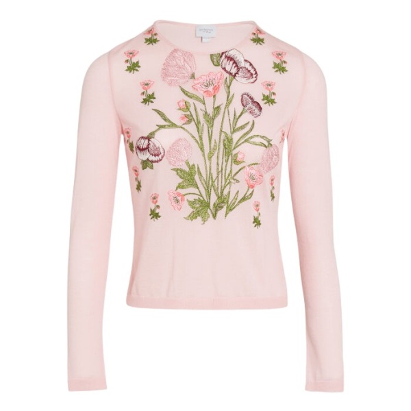 Giambattista Valli Anemones Embroidered Pink Cashmere Top - Giambattista Valli Tops - Romantic Couture - Shop at Coveti