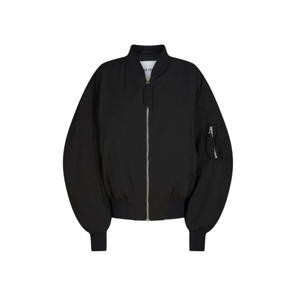 The Attico “Anja” Black Bomber Jacket