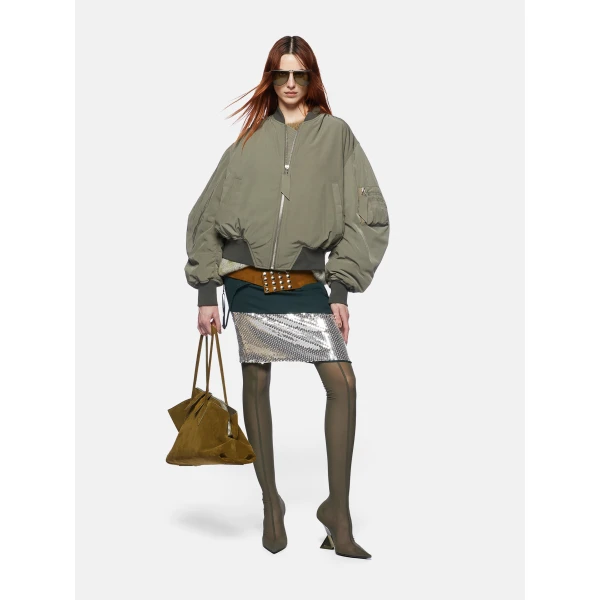 The Attico “Anja” Military Green Bomber Jacket, view 2