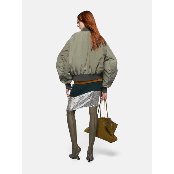 The Attico “Anja” Military Green Bomber Jacket, view 3
