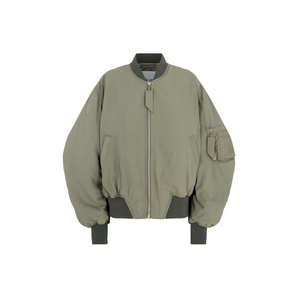 The Attico “Anja” Military Green Bomber Jacket, view 4
