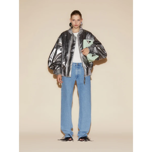 The Attico ‘Anja” Silver Bomber Jacket, view 2