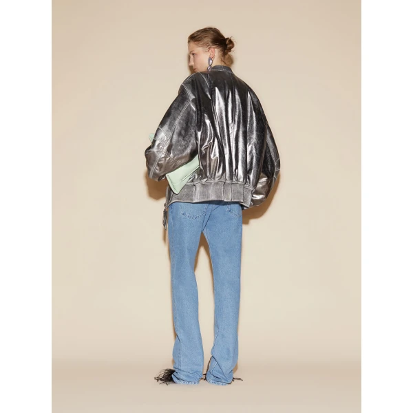 The Attico ‘Anja” Silver Bomber Jacket, view 3