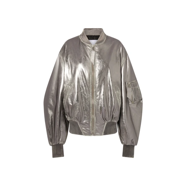 The Attico ‘Anja” Silver Bomber Jacket