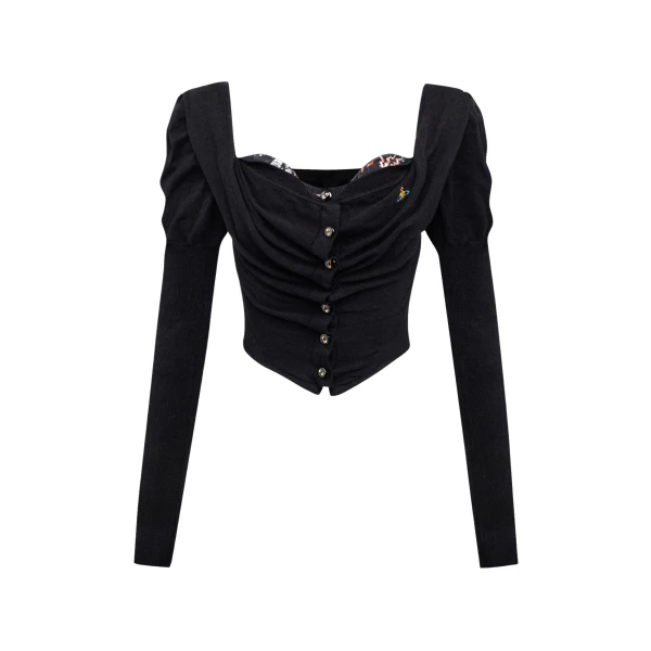 Vivienne Westwood Bea Corset Cardigan - Vivienne Westwood Knitwear - Punk Luxury - Shop at Coveti