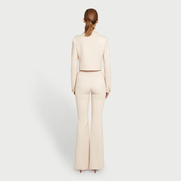Giambattista Valli Beige Jersey Flare Pants - Giambattista Valli Pants - Romantic Couture - Shop at Coveti