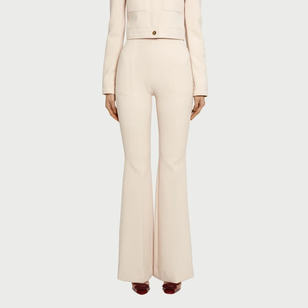 Giambattista Valli Beige Jersey Flare Pants - Giambattista Valli Pants - Romantic Couture - Shop at Coveti