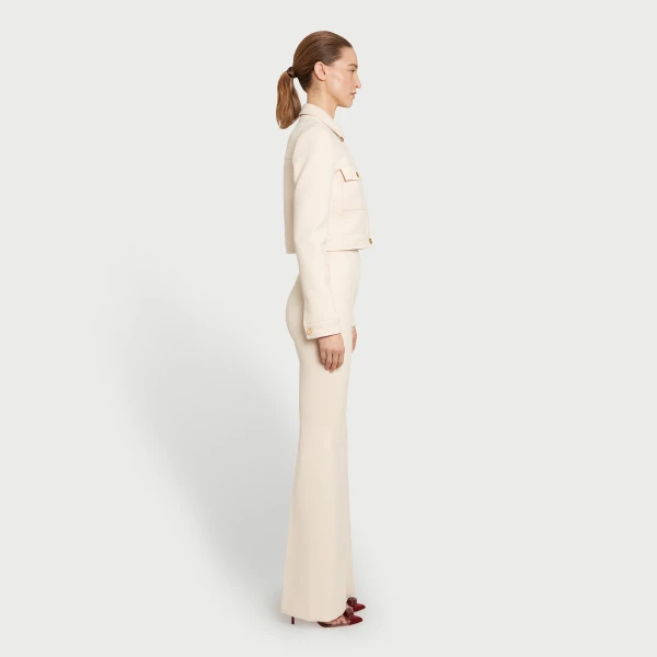 Giambattista Valli Beige Jersey Flare Pants - Giambattista Valli Pants - Romantic Couture - Shop at Coveti
