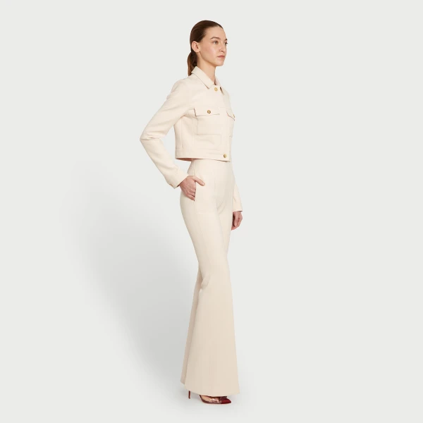 Giambattista Valli Beige Jersey Flare Pants - Giambattista Valli Pants - Romantic Couture - Shop at Coveti