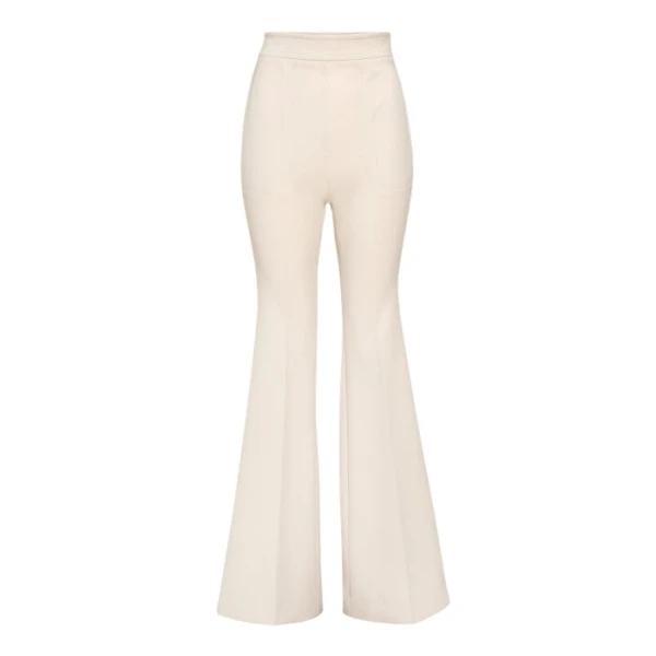 Giambattista Valli Beige Jersey Flare Pants - Giambattista Valli Pants - Romantic Couture - Shop at Coveti