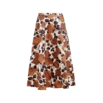 Essentiel Antwerp Beige and brown a-line floral skirt - Essentiel Antwerp Skirts - Colorful Belgian Design - Shop at Coveti