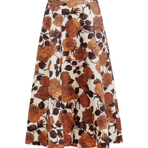 Essentiel Antwerp Beige and brown a-line floral skirt - Essentiel Antwerp Skirts - Colorful Belgian Design - Shop at Coveti