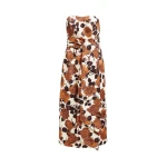 Essentiel Antwerp Beige and brown strapless midi dress with wrap-belt - Essentiel Antwerp Dresses - Colorful Belgian Design - Shop at Coveti