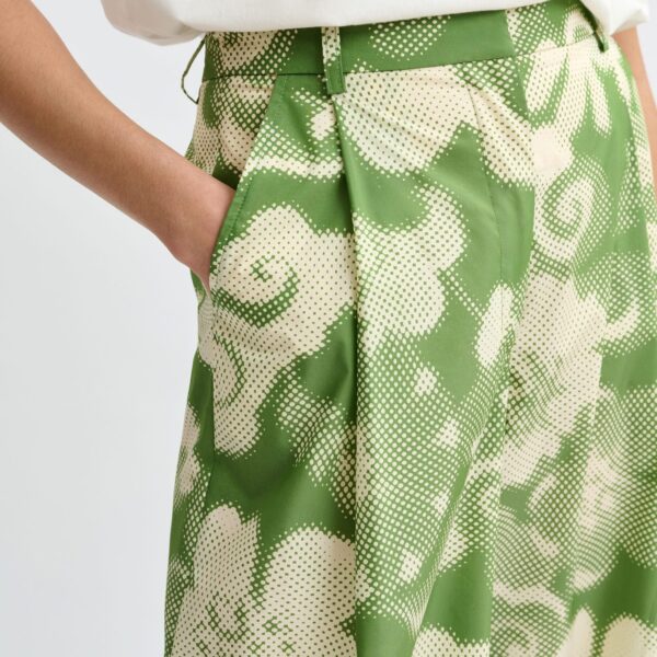 Essentiel Antwerp Beige and green pleated wide-leg printed pants - Essentiel Antwerp Pants - Colorful Belgian Design - Shop at Coveti