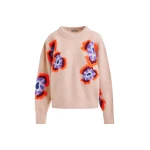 Essentiel Antwerp Beige and multicolor floral jacquard mohair-blend sweater - Essentiel Antwerp Jackets - Colorful Belgian Design - Shop at Coveti