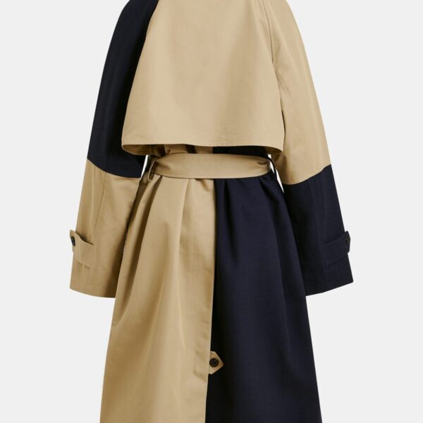 Essentiel Antwerp Beige and navy colour-block trench coat - Essentiel Antwerp Coats - Colorful Belgian Design - Shop at Coveti
