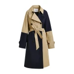 Essentiel Antwerp Beige and navy colour-block trench coat - Essentiel Antwerp Coats - Colorful Belgian Design - Shop at Coveti