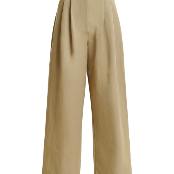 Essentiel Antwerp Beige pleated wide-leg pants - Essentiel Antwerp Pants - Colorful Belgian Design - Shop at Coveti