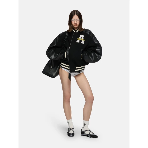 The Attico Black Bomber Jacket, view 2