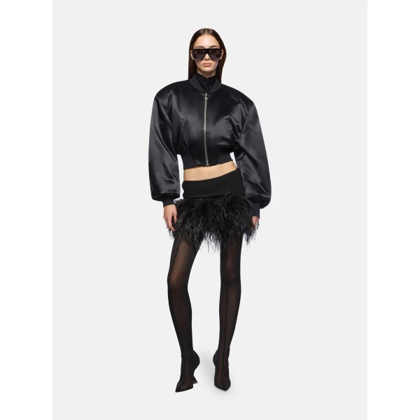 The Attico Black Bomber Jacket, view 2