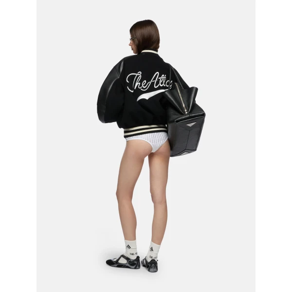 The Attico Black Bomber Jacket, view 3