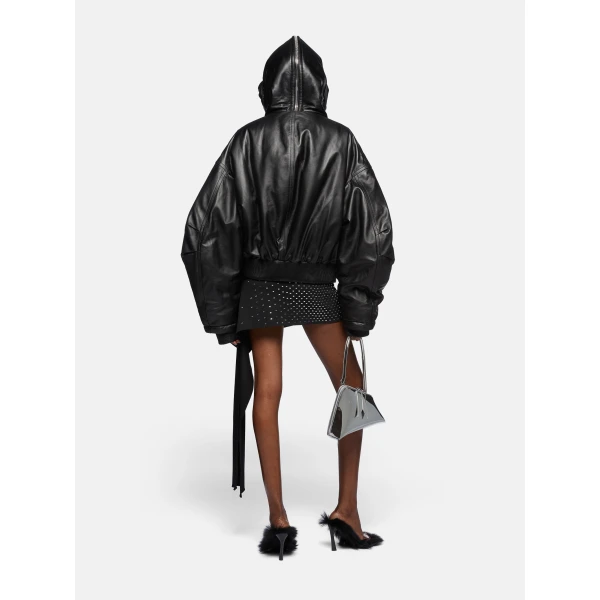 The Attico Black Bomber Jacket, view 3